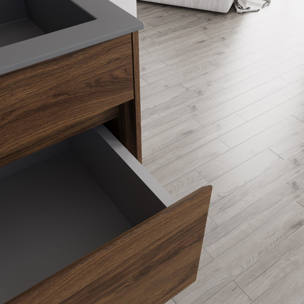 База под раковину Chiara 600 подвесная, 1 выкатной ящик soft-close, C.Oak