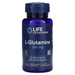 Life Extension L-Glutamine 500 mg 100 Veg Caps , Глютамин