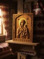 Освященная Икона Смоленской Божьей Матери Одигитрия из дуба