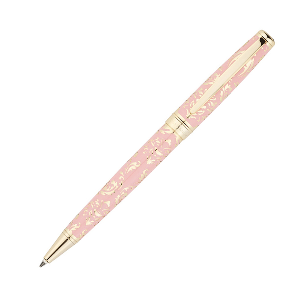 Подарочная премиальная розовая с золотистым шариковая ручка с поворотным механизмом Pierre Cardin RENAISSANSE PC8300BP в подарочной коробке