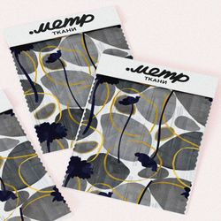 Ткань мембрана серые камни с золотом