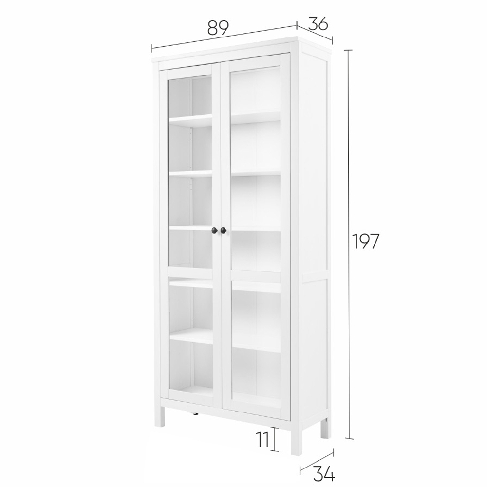 Шкаф-витрина Хемнэс Hemnes/Кымор, ст/ст 89х197х36 см, белый