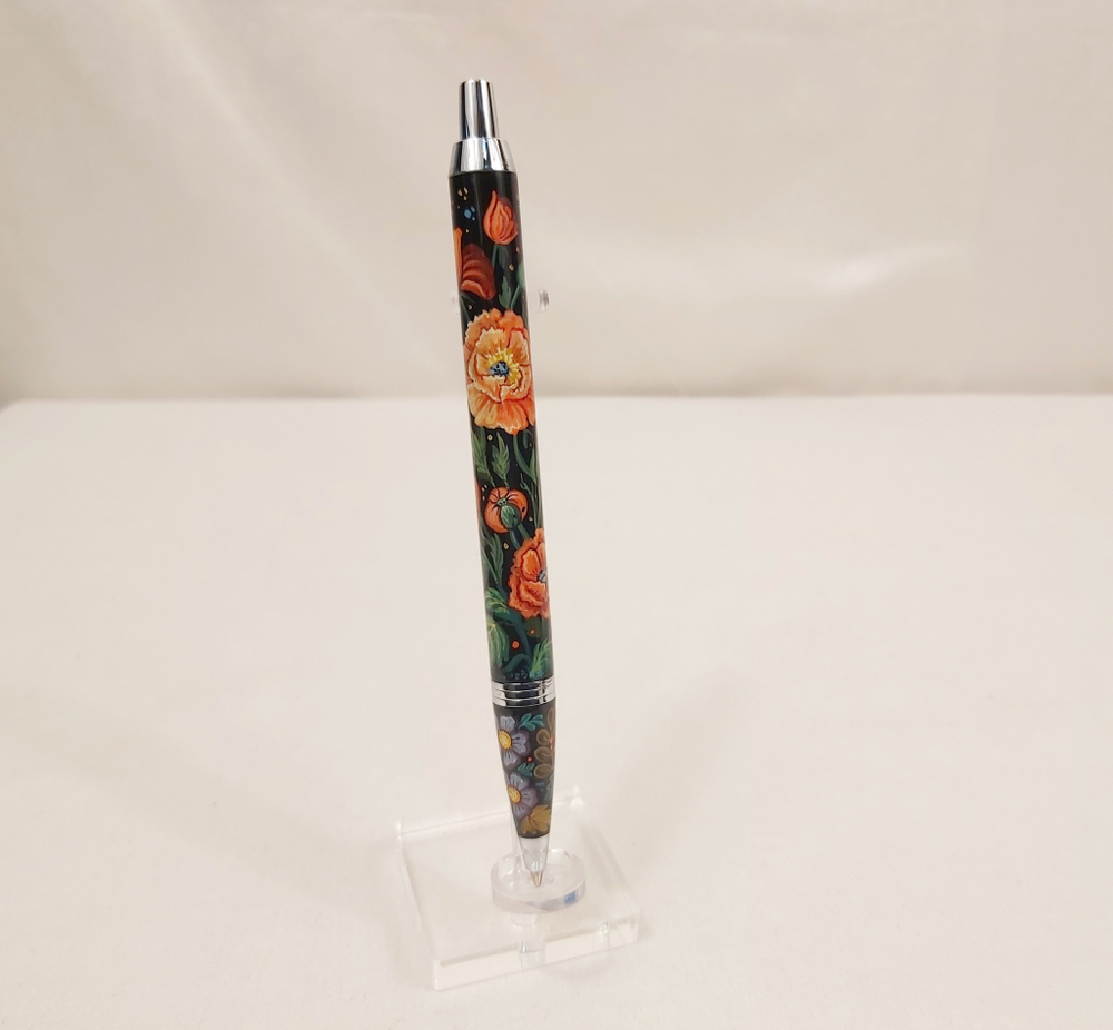 Ручка "Маки" с ручной росписью Палех