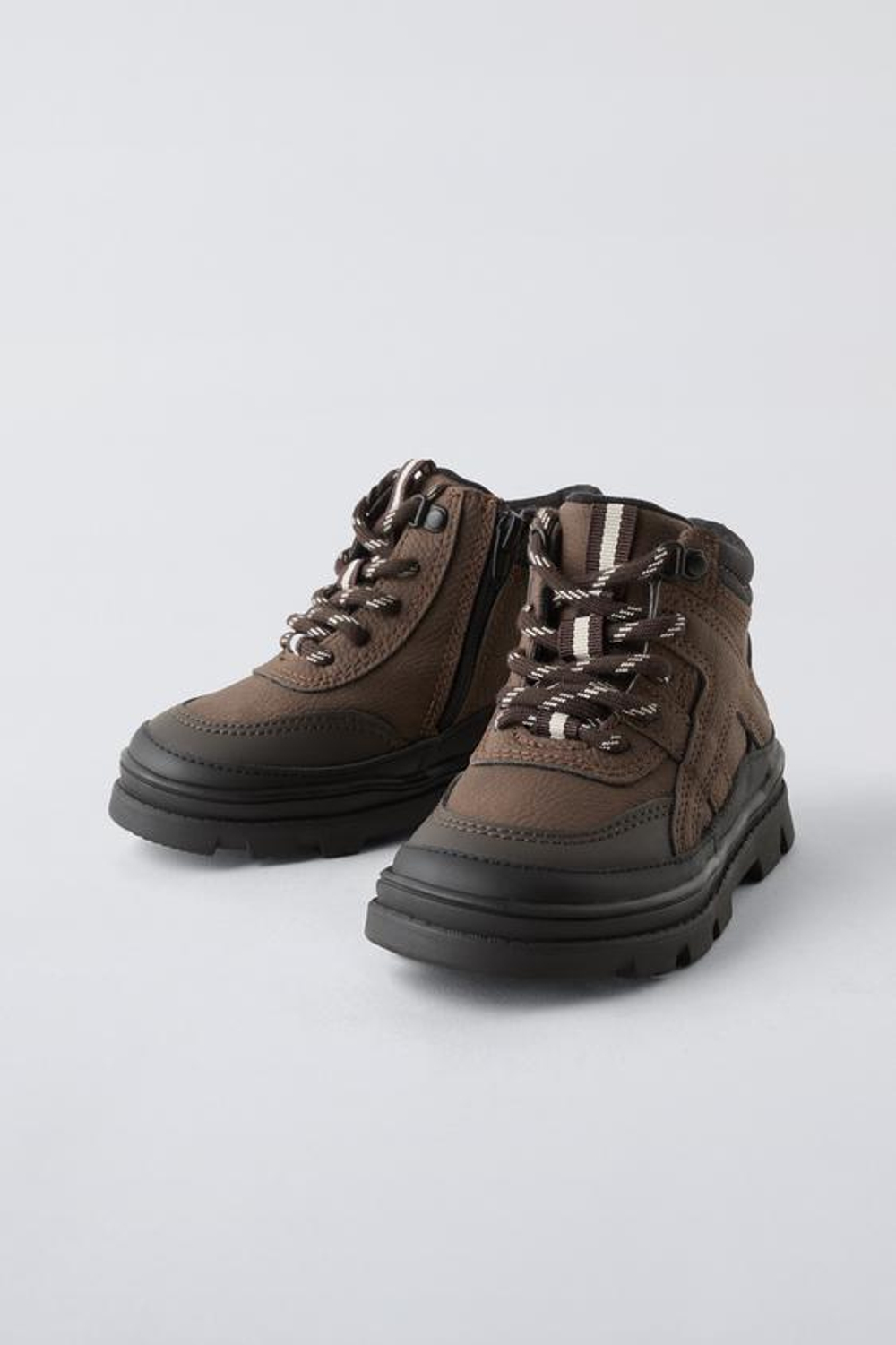 ZARA БОТИНКИ СО ШНУРОВКОЙ, КОРИЧНЕВЫЙ