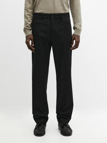 Massimo Dutti Зауженные брюки из смесовой хлопковой ткани, темно-синий