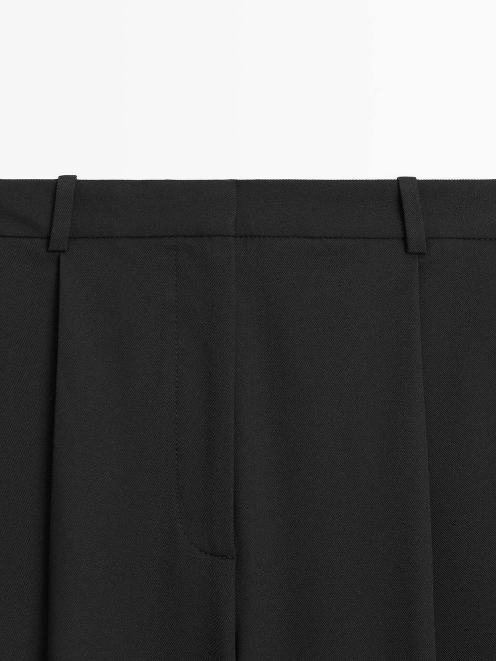 Massimo Dutti Брюки с широкими штанинами и защипами, черный