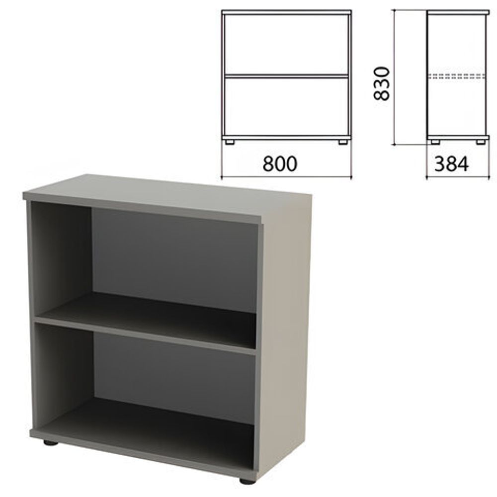 Шкаф (стеллаж) &quot;Этюд&quot;, 800х384х830, полка, серый, 399993-03