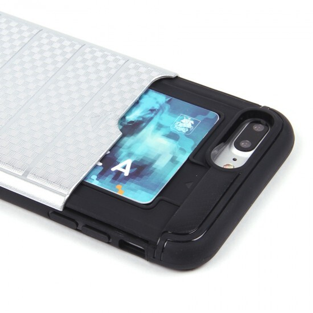 Чехол с вырезами под пластиковые карты для iPhone 7 Plus, 009464 Серебристый