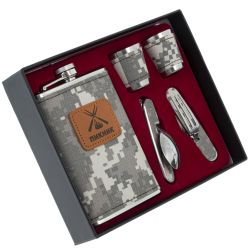 GAEM Набор из 5-ти предм.: фляжка 250 мл, 2 стопки 50 мл, вилка, ложка, L21,5 W17 H4 см