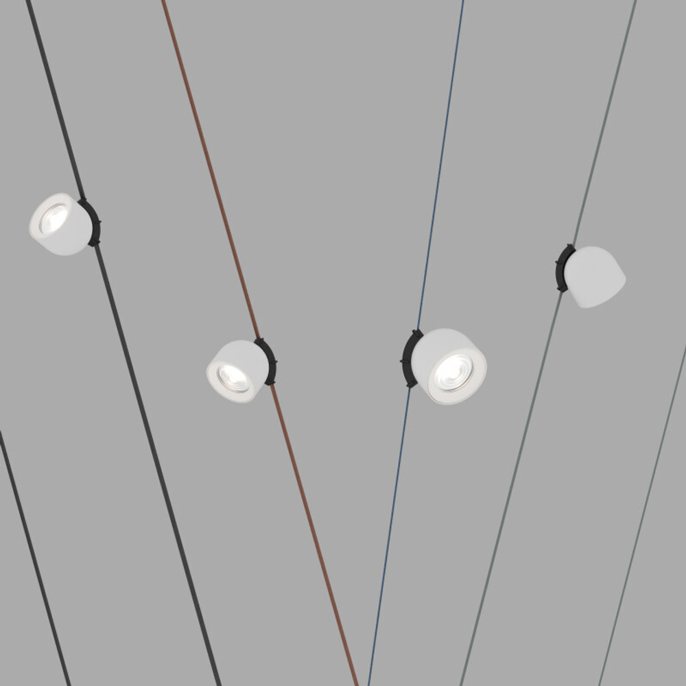 DK5540-WH+BK Поворотный светильник для трека-ремня Belty, серия Spot, со светодиодом, D100*H107мм, 48V DC, 12W, RA90, 38°, 4000K, IP20, белый с черным, алюминий