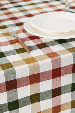 ZARA HOME СКАТЕРТЬ В КЛЕТКУ ИЗ КРАШЕНЫХ НИТОК, ЗЕЛЕНЫЙ