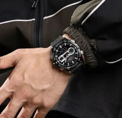 Часы наручные кварцевые NAVIFORCE на силиконовом ремешке, черный W8790-01