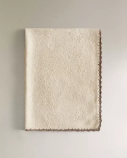 ZARA HOME ДЕТСКИЙ ПЛЕД ИЗ СМЕСОВОЙ ШЕРСТИ, ЭКРЮ