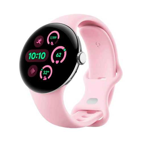 Умные часы Google Pixel Watch 3 Wi-Fi, 41mm, Polished Silver/Rose Quartz (Полированный серебристый корпус, ремешок цвета розовый кварц)