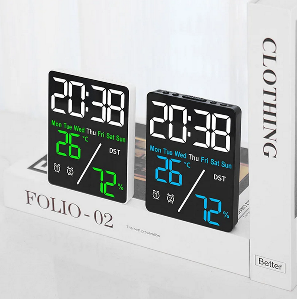 Часы-будильник настольные LED 5508 White&Green