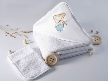 Набор полотенец для новорожденных 120х120 Claire Batiste Atelier Honey Boy с капюшоном
