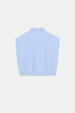 ZARA КОРОТКАЯ РУБАШКА-БАЛЛОН, ГОЛУБОЙ