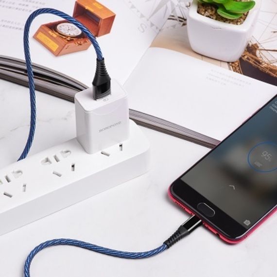 USB BOROFONE BU13 Craft, USB - MicroUSB, 4А, 1.2 м, черный