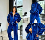 Костюм двойка, велюр, цвет синий