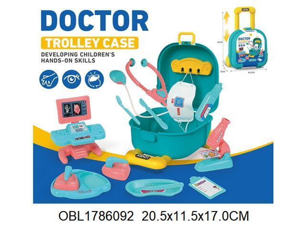 Набор доктора, чемодан на колесах с ручкой, 616-185