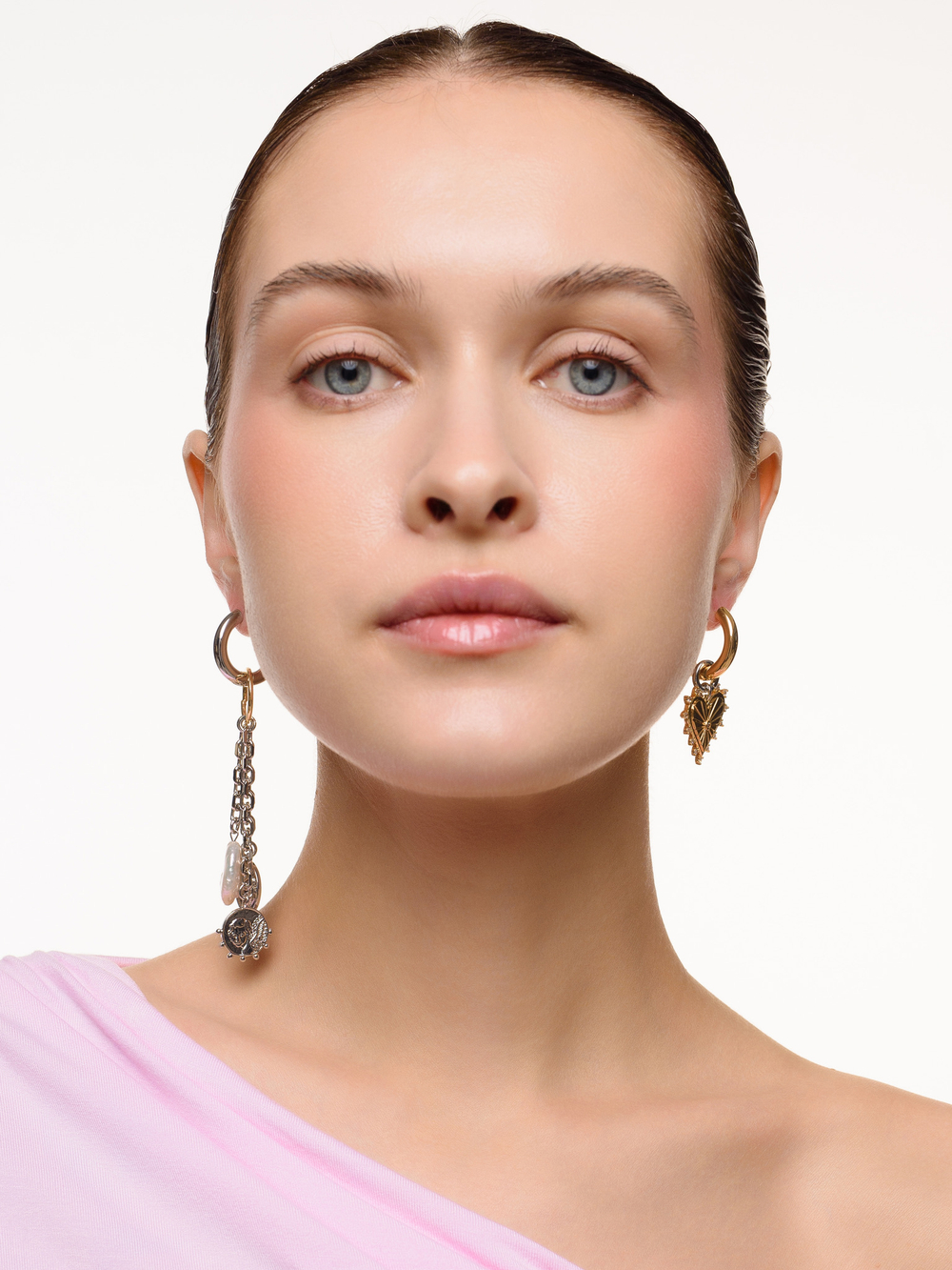 Серьги "Heart Coin Pearl" Bicolor