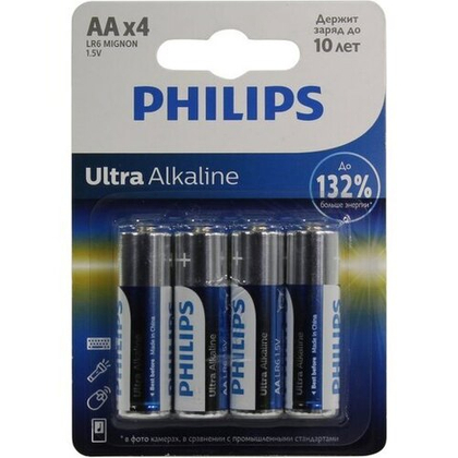 Батарейка Philips LR6E4B/51 Ultra Alkaline (AA) 4шт