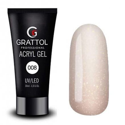 Grattol Acryl Gel Glitter 08 - Акригель камуфляж с шиммером, 30мл