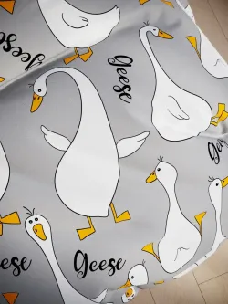 Наволочка комплект 2шт поплин Сказка "Гусь обнимусь на сером" 30х30 см на молнии