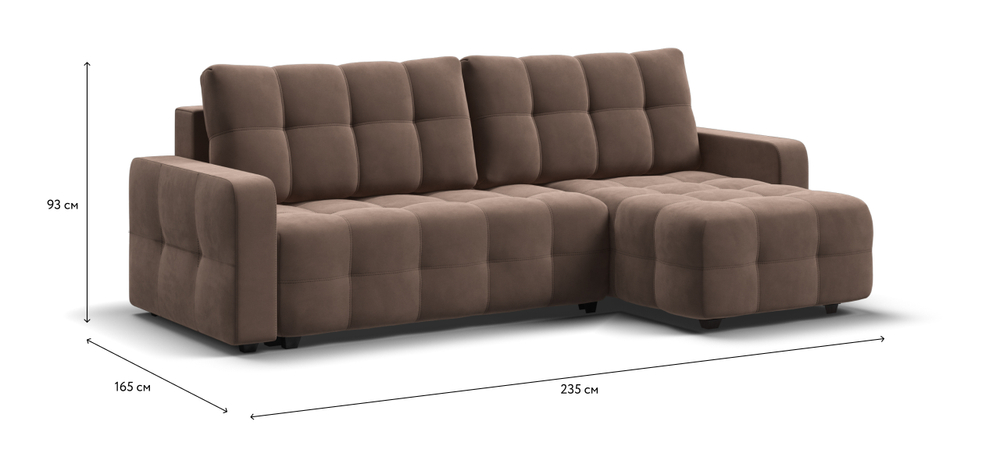 Угловой диван Денди Велюр Монолит мокко