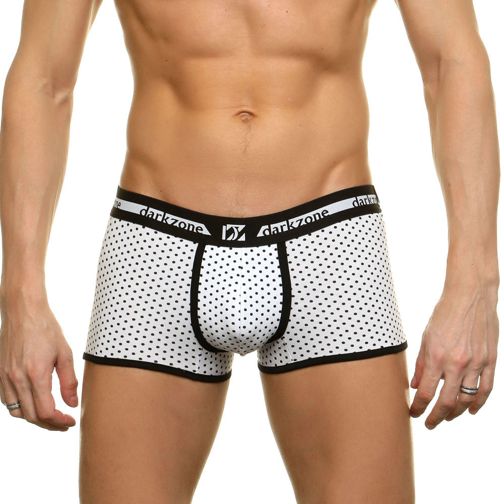 Белые трусы-боксеры в горошек (Размер: L) (Цвет: белый)