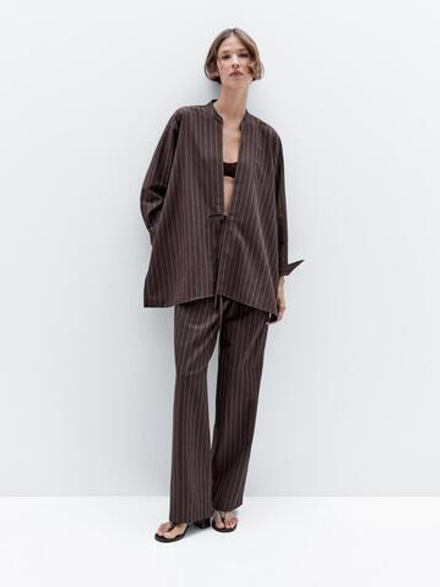 Massimo Dutti Струящееся кимоно в тонкую полоску, бордовый