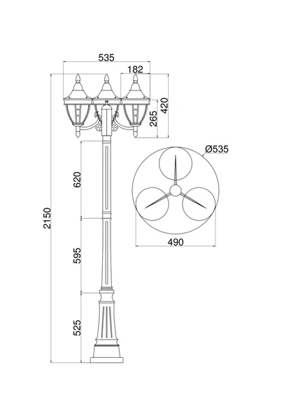 Садово-парковый светильник Риволи / Rivoli E27х3 60Вт IP 44 Outdoor o026fl-03b