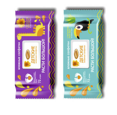 Салфетки влажные детские Vestar Расти Большой с клапаном 72 шт