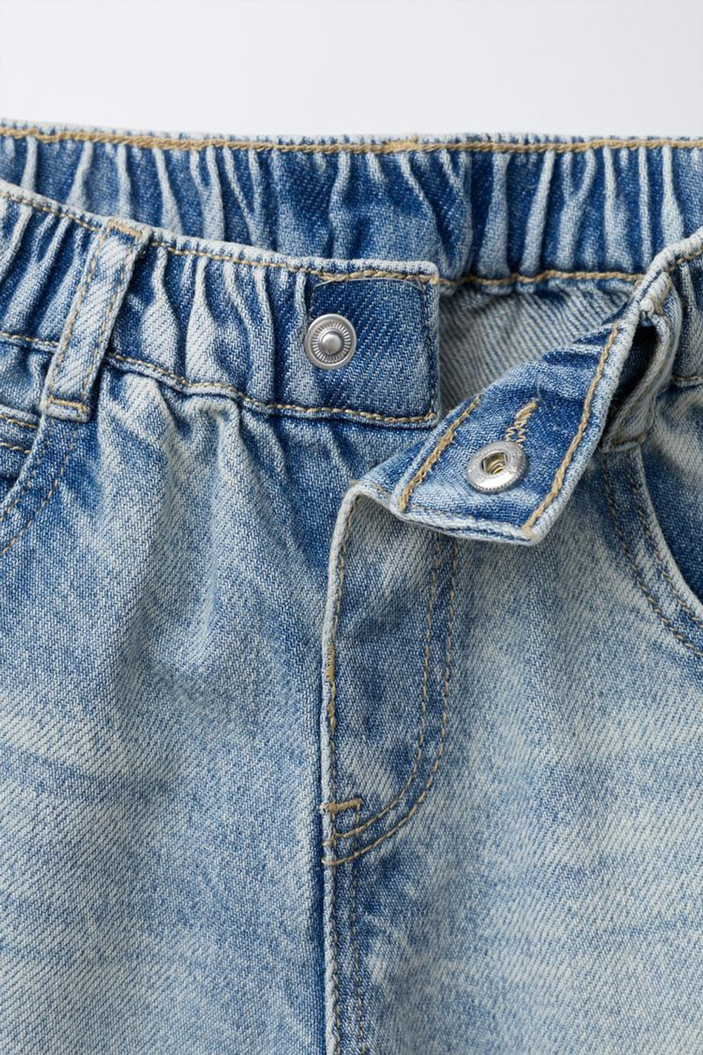 ZARA ДЖИНСЫ BARREL С РАЗРЕЗАМИ, ГОЛУБОЙ