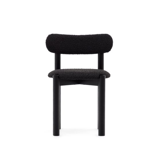 Nebai Стул из черной ткани букле и массива дуба с черной отделкой Испания La Forma