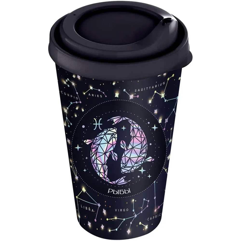 Стакан с крышкой 550мл «IZI-GO» с декором (синий) 222105812/02