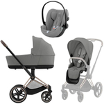 Коляска Cybex Priam IV Rosegold complete Cloud G Stone Grey Plus Base G 3 в 1 Mirage Grey