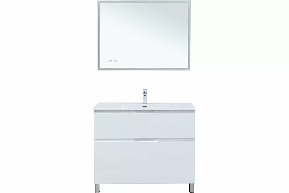 Тумба с раковиной Aquanet Алвита new 100 344135+254365 белая матовая
