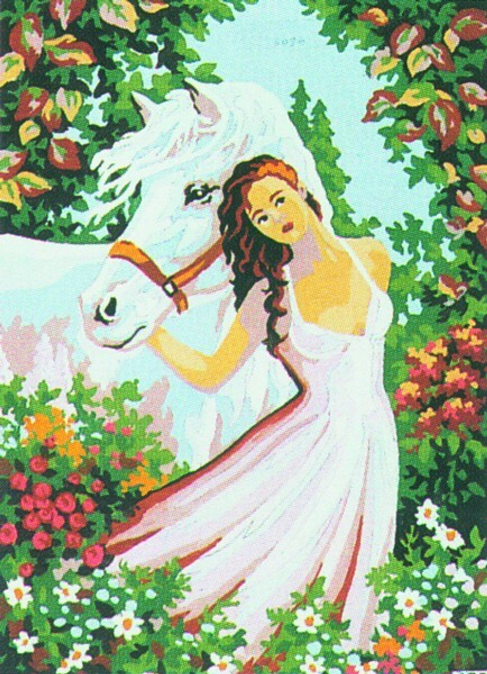 "Девушка с лошадью"-6036 канва с рисунком