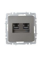 BRITE Розетка компьютерная двойная RJ45 кат.6 РК11-2-БрС сталь IEK