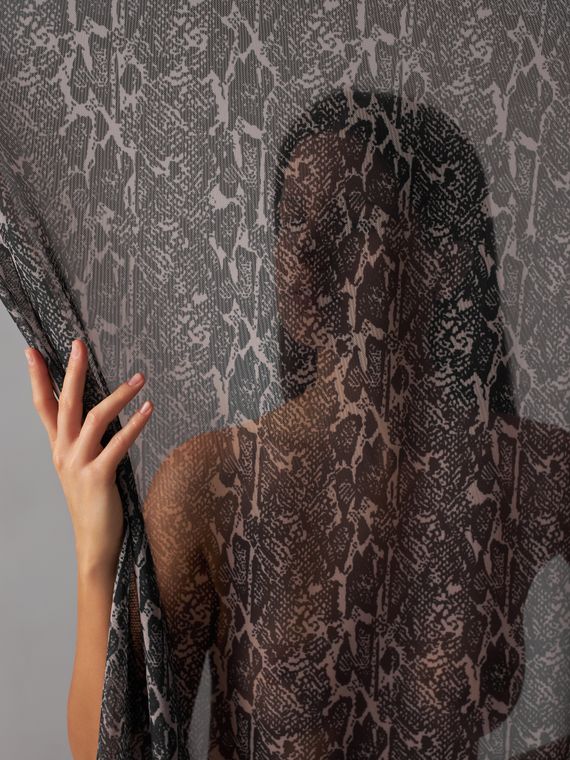 Упругая сетка принт "питон", телесный/черный