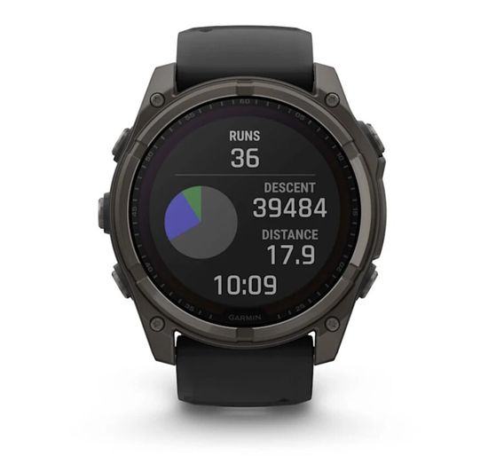 Умные часы Garmin Fenix 8, 51 мм, Solar, Sapphire Carbon Gray DLC Titanium with Black/Pebble Gray Silicone