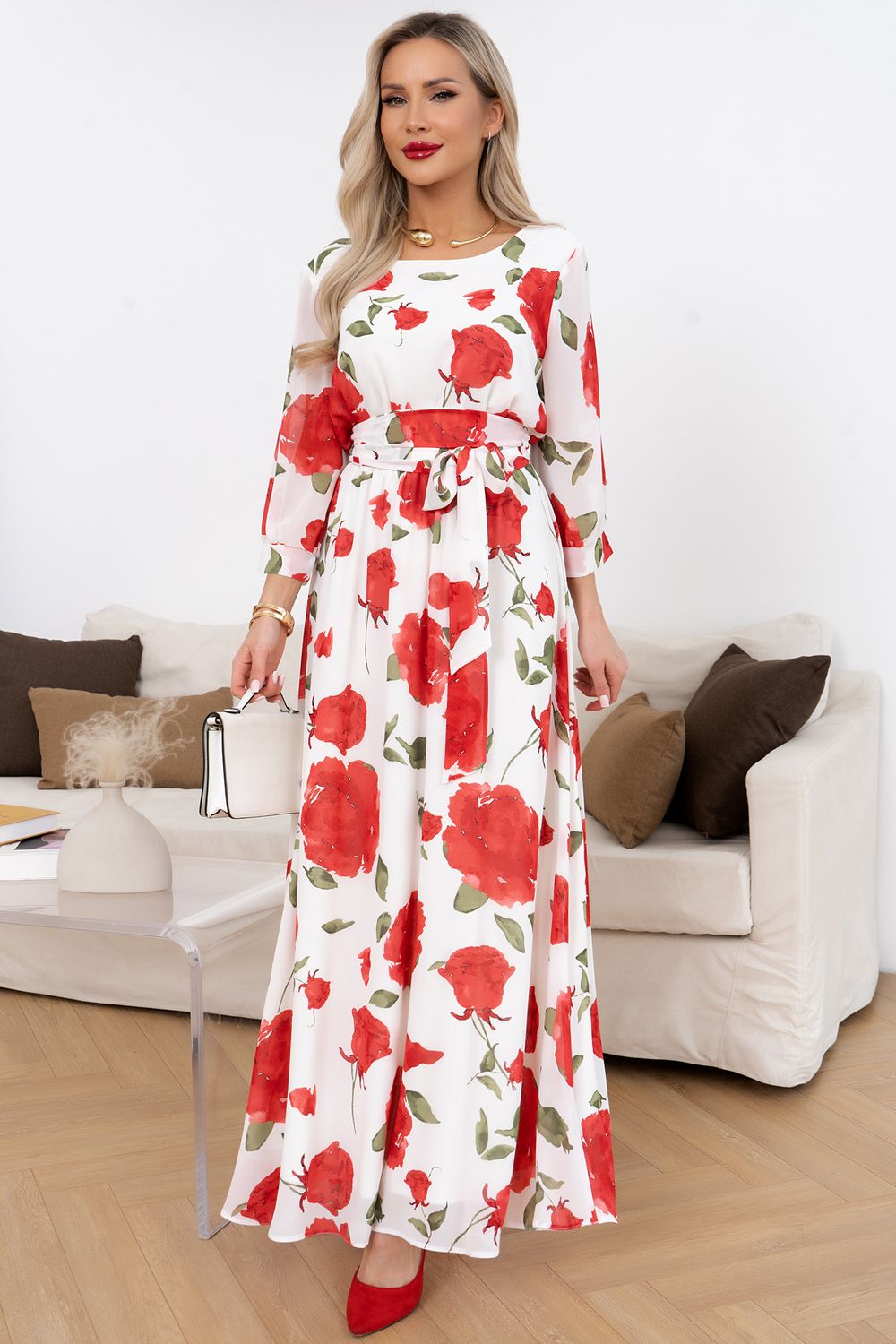 Платье Марго (белый/розы) Р11-1245 Nikol