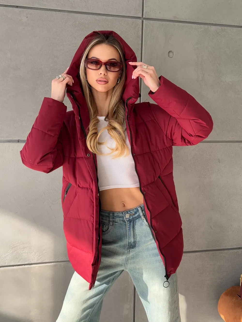 Куртка осенняя капюшоном удлиненная