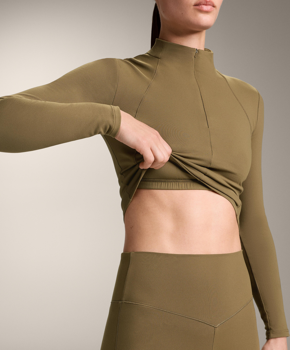 Oysho Топ с длинным рукавом Evermove, оливково-зеленый