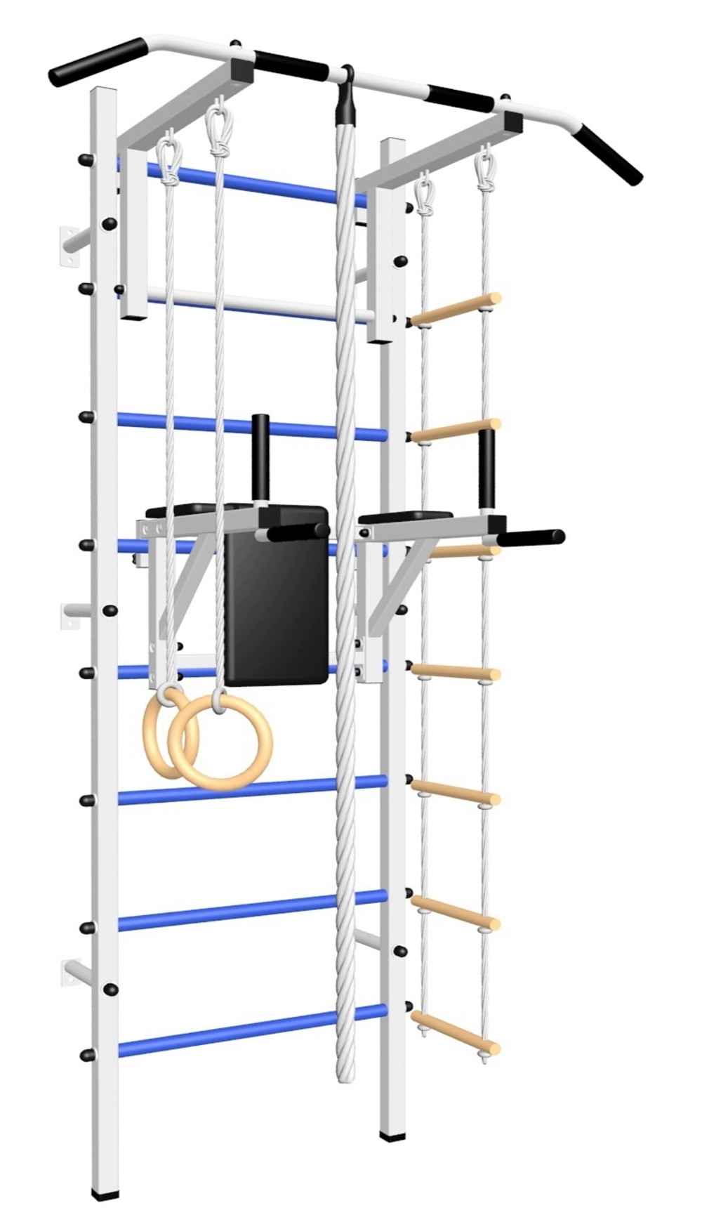 Шведская стенка Sv Sport усиленная 604 (Турник стандарт/Брусья/Канат/Kольца/Лестница)