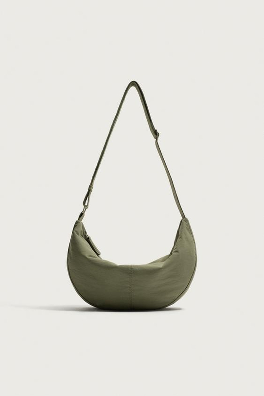 ZARA НЕЙЛОНОВАЯ СУМКА S, ЗЕЛЕНЫЙ ХАКИ