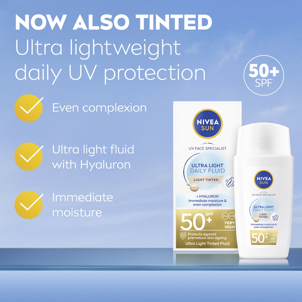 NIVEA SUN Ultra Light - Легкий тонирующий флюид SPF 50+ оттенок Light, 40 ml