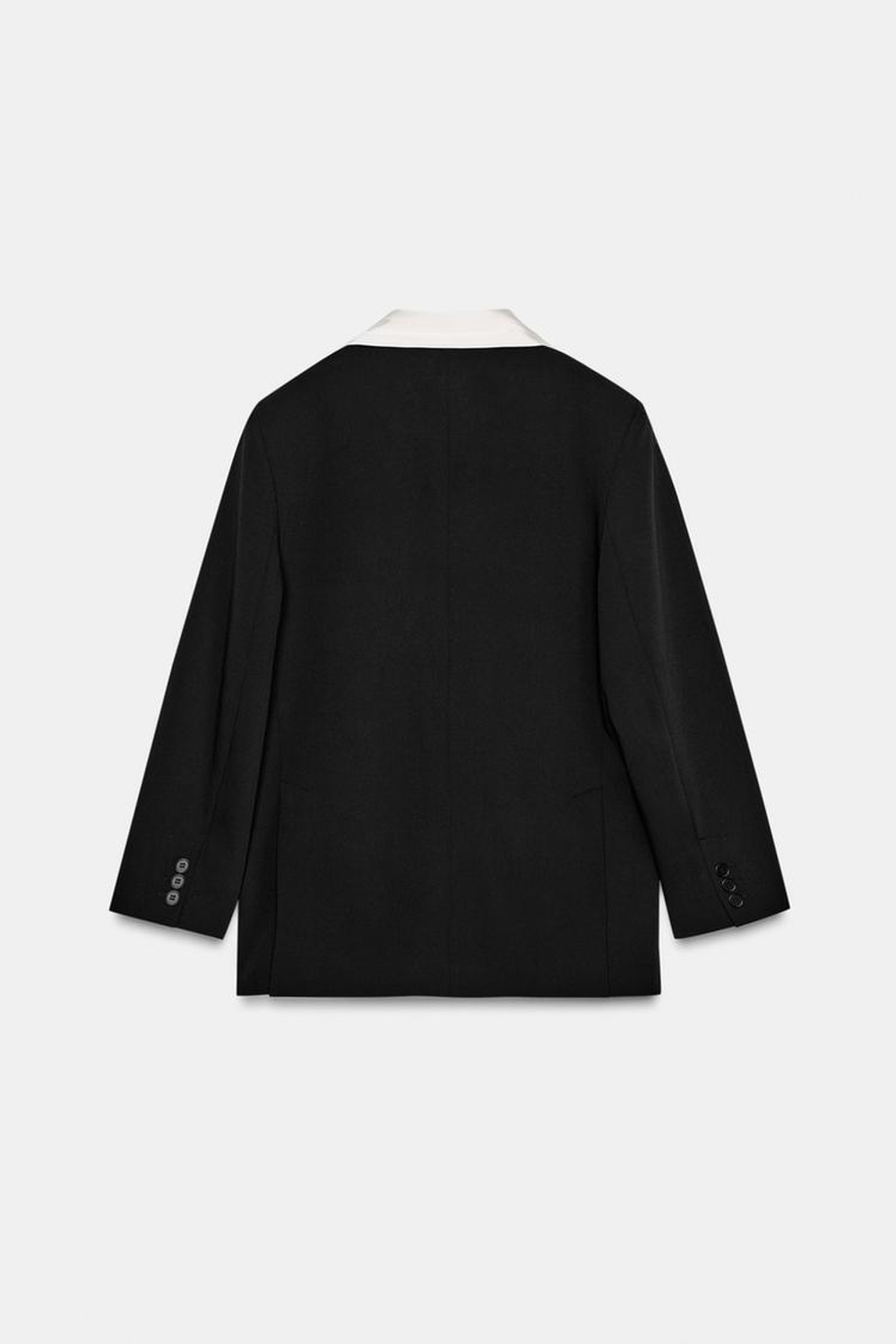 ZARA БЛЕЙЗЕР С КОНТРАСТНЫМ ПЛАТКОМ, ЧЕРНЫЙ
