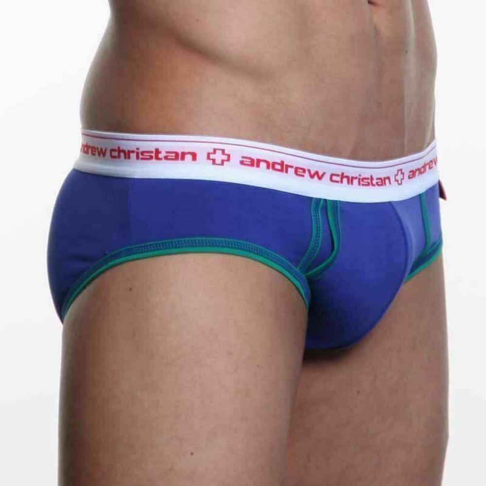 Мужские трусы брифы синие Andrew Christian Cotton Brief